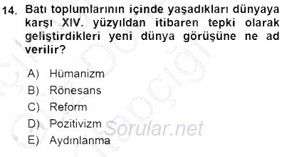 Yeni Türk Edebiyatına Giriş 1 2015 - 2016 Ara Sınavı 14.Soru