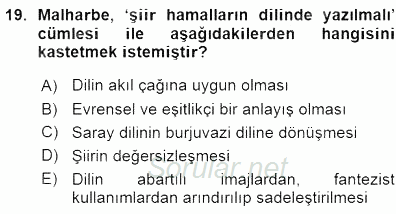 Yeni Türk Edebiyatına Giriş 1 2015 - 2016 Ara Sınavı 19.Soru