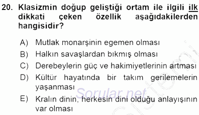 Yeni Türk Edebiyatına Giriş 1 2015 - 2016 Ara Sınavı 20.Soru