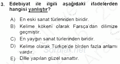 Yeni Türk Edebiyatına Giriş 1 2015 - 2016 Ara Sınavı 3.Soru