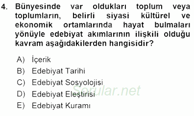 Yeni Türk Edebiyatına Giriş 1 2015 - 2016 Ara Sınavı 4.Soru