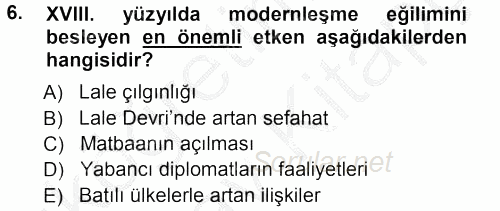 XVIII. Yüzyıl Türk Edebiyatı 2012 - 2013 Ara Sınavı 6.Soru