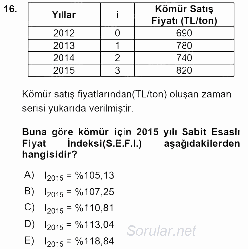 İstatistik 2 2015 - 2016 Dönem Sonu Sınavı 16.Soru