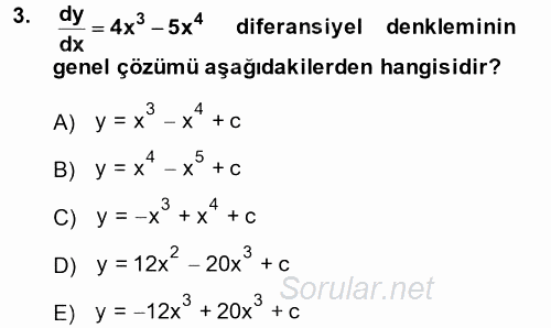 Matematik 2 2013 - 2014 Dönem Sonu Sınavı 3.Soru