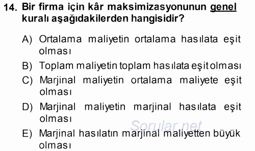 İktisada Giriş 2013 - 2014 Ara Sınavı 14.Soru