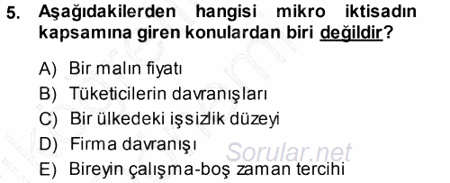 İktisada Giriş 2013 - 2014 Ara Sınavı 5.Soru