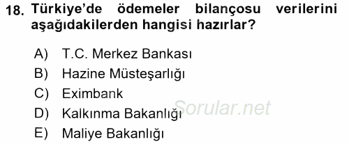 Türkiye Ekonomisi 2016 - 2017 Dönem Sonu Sınavı 18.Soru