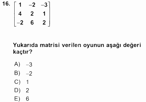 Matematik 2 2015 - 2016 Tek Ders Sınavı 16.Soru