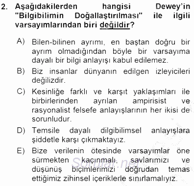 Çağdaş Felsefe 1 2015 - 2016 Ara Sınavı 2.Soru