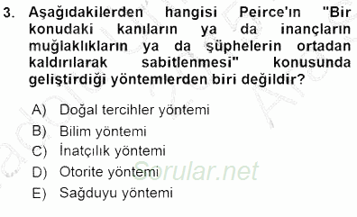 Çağdaş Felsefe 1 2015 - 2016 Ara Sınavı 3.Soru