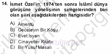 Cumhuriyet Dönemi Türk Şiiri 2014 - 2015 Dönem Sonu Sınavı 14.Soru