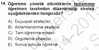 Öğretim İlke Ve Yöntemleri 2014 - 2015 Ara Sınavı 14.Soru