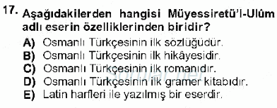 XVI-XIX. Yüzyıllar Türk Dili 2012 - 2013 Dönem Sonu Sınavı 17.Soru