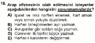 XVI-XIX. Yüzyıllar Türk Dili 2012 - 2013 Dönem Sonu Sınavı 19.Soru