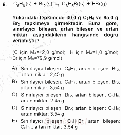 Genel Kimya 1 2012 - 2013 Dönem Sonu Sınavı 6.Soru