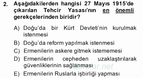 Türk Dış Politikası 1 2013 - 2014 Ara Sınavı 2.Soru