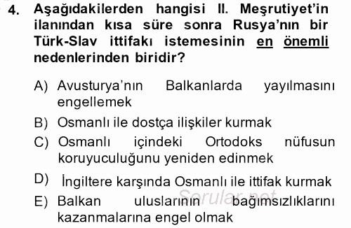 Türk Dış Politikası 1 2013 - 2014 Ara Sınavı 4.Soru