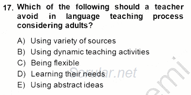 Özel Öğretim Yöntemleri 2014 - 2015 Ara Sınavı 17.Soru
