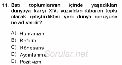 Batı Edebiyatında Akımlar 1 2013 - 2014 Ara Sınavı 14.Soru