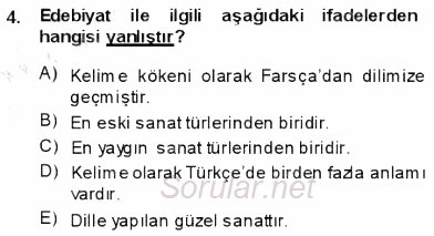 Batı Edebiyatında Akımlar 1 2013 - 2014 Ara Sınavı 4.Soru
