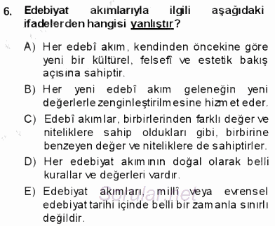 Batı Edebiyatında Akımlar 1 2013 - 2014 Ara Sınavı 6.Soru