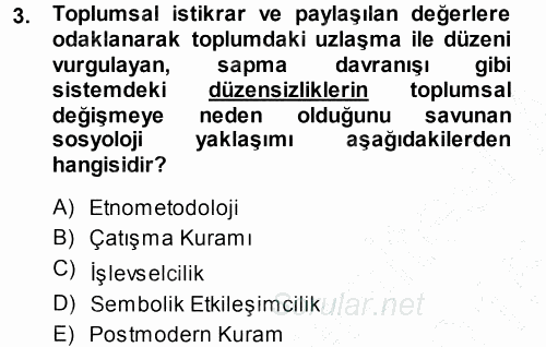 Davranış Bilimlerine Giriş 2014 - 2015 Ara Sınavı 3.Soru