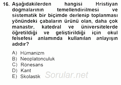 Sanat Tarihi 2014 - 2015 Dönem Sonu Sınavı 16.Soru