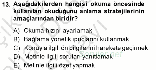 Türk Dili 2 2014 - 2015 Dönem Sonu Sınavı 13.Soru
