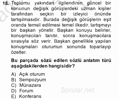 Türk Dili 2 2014 - 2015 Dönem Sonu Sınavı 18.Soru