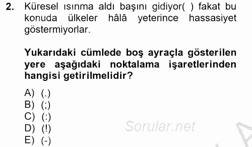 Türk Dili 2 2014 - 2015 Dönem Sonu Sınavı 2.Soru