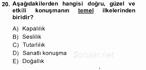 Türk Dili 2 2014 - 2015 Dönem Sonu Sınavı 20.Soru
