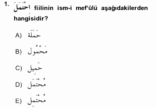 Arapça 2 2016 - 2017 Ara Sınavı 1.Soru