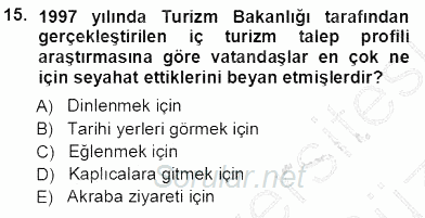 Genel Turizm Bilgisi 2012 - 2013 Ara Sınavı 15.Soru