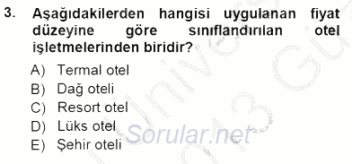 Genel Turizm Bilgisi 2012 - 2013 Ara Sınavı 3.Soru