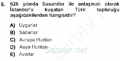 Orta Asya Türk Tarihi 2013 - 2014 Dönem Sonu Sınavı 5.Soru