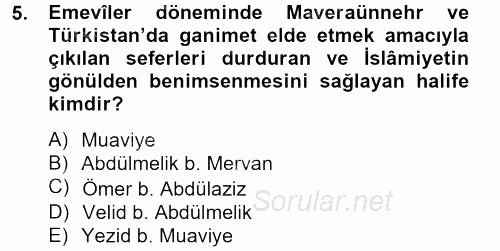 İlk Müslüman Türk Devletleri 2012 - 2013 Ara Sınavı 5.Soru