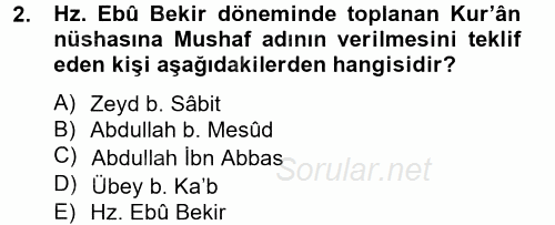 Tefsir Tarihi ve Usulü 2014 - 2015 Ara Sınavı 2.Soru