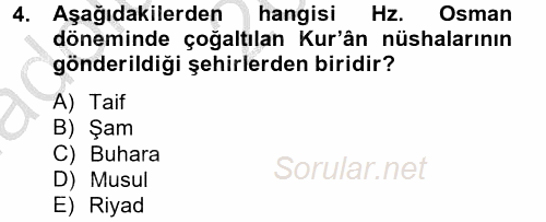 Tefsir Tarihi ve Usulü 2014 - 2015 Ara Sınavı 4.Soru