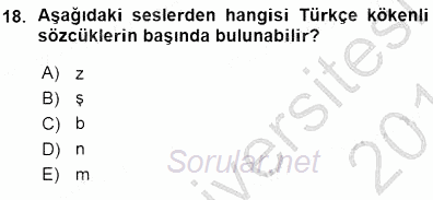Türkçe Sözlü Anlatım 2015 - 2016 Ara Sınavı 18.Soru