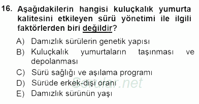 Temel Zootekni 2012 - 2013 Dönem Sonu Sınavı 16.Soru