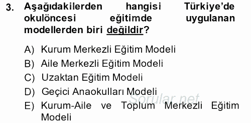 Türk Eğitim Tarihi 2014 - 2015 Tek Ders Sınavı 3.Soru