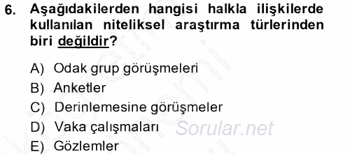 Halkla İlişkiler 2013 - 2014 Dönem Sonu Sınavı 6.Soru