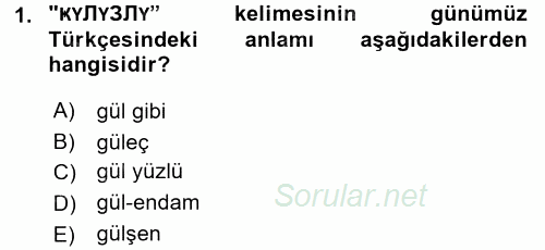 Çağdaş Türk Yazı Dilleri 1 2017 - 2018 3 Ders Sınavı 1.Soru