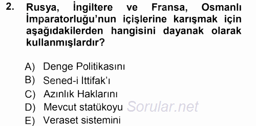 Türk Dış Politikası 1 2013 - 2014 Tek Ders Sınavı 2.Soru