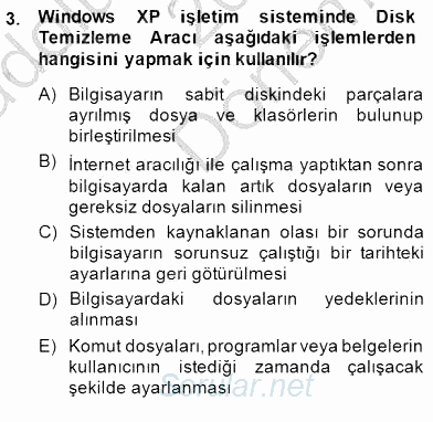 Bilgisayar 1 2014 - 2015 Dönem Sonu Sınavı 3.Soru