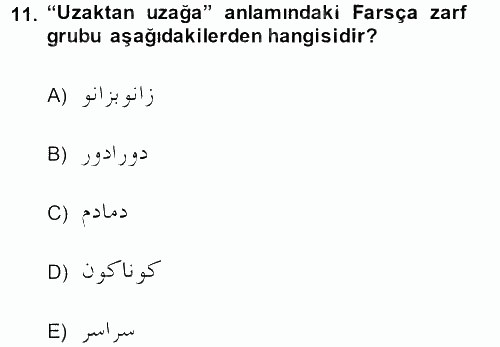 Osmanlı Türkçesi Grameri 2 2013 - 2014 Ara Sınavı 11.Soru