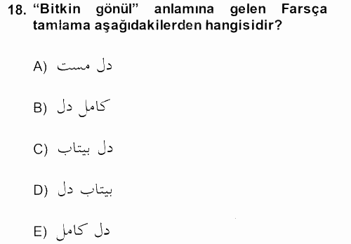 Osmanlı Türkçesi Grameri 2 2013 - 2014 Ara Sınavı 18.Soru