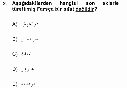 Osmanlı Türkçesi Grameri 2 2013 - 2014 Ara Sınavı 2.Soru