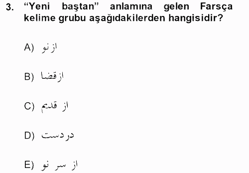Osmanlı Türkçesi Grameri 2 2013 - 2014 Ara Sınavı 3.Soru