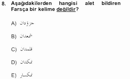 Osmanlı Türkçesi Grameri 2 2013 - 2014 Ara Sınavı 8.Soru
